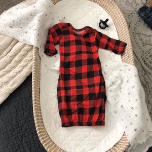 Posh Peanut buffalo check plaid gown nb red/black